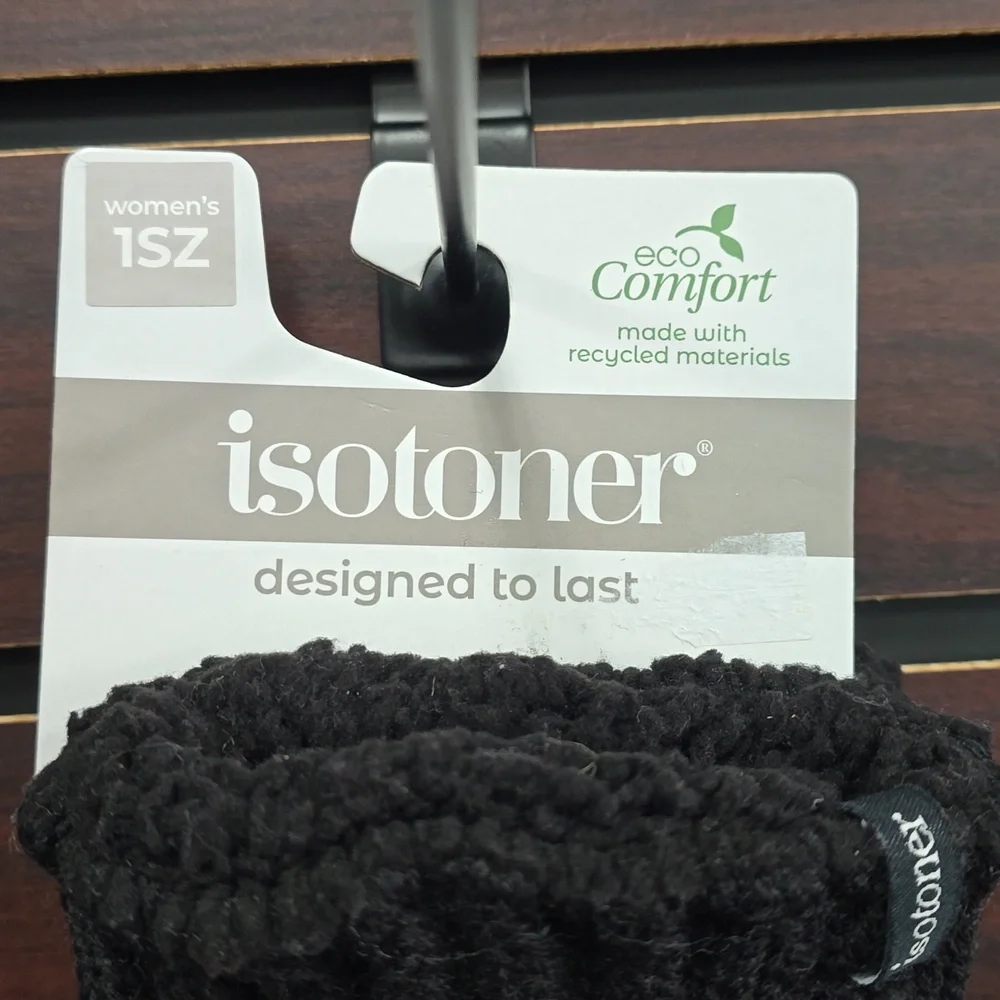 Isotoner | Adult Snowflake Knit Gloves – Black | Sherpasoft Lined  | OSFM